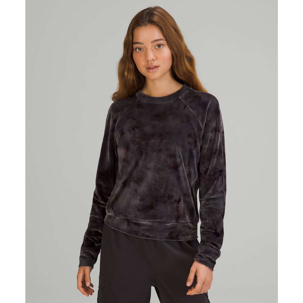 LULULEMON Velour Warm Down Crew Size 8 Interstellar Dark Grey Multi